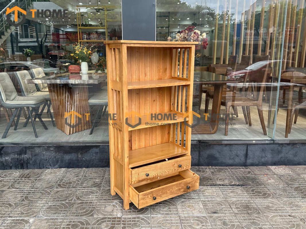 Kệ sách gỗ sồi tự nhiên 2 hộc kéo thấp Ashmore KS-16SM