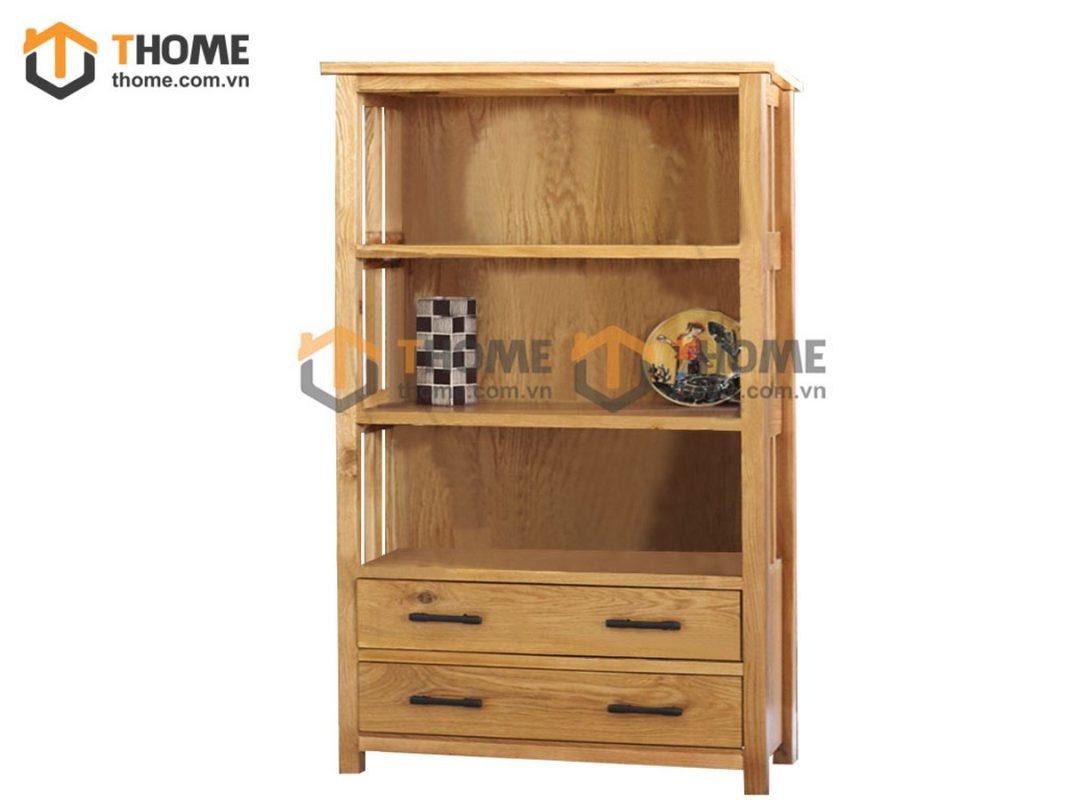 Kệ sách gỗ sồi tự nhiên 2 hộc kéo thấp Ashmore KS-16SM