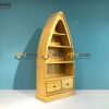 Kệ sách gỗ sồi tự nhiên 2 hộc kéo hình thuyền KS-09SM