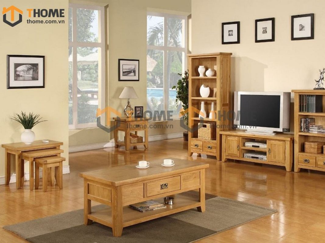 Kệ sách gỗ sồi tự nhiên 2 hộc kéo Tuscany KS-03SM