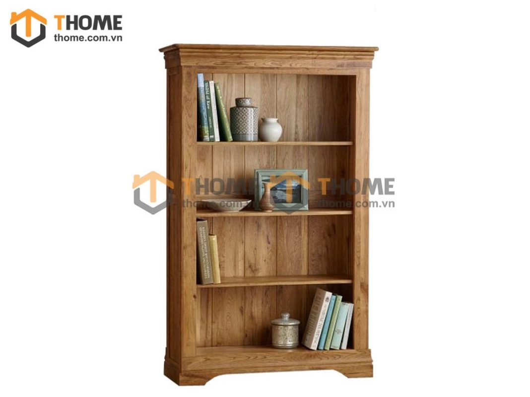 Kệ sách gỗ sồi tự nhiên 4 tầng thấp Tuscany KS-15SM