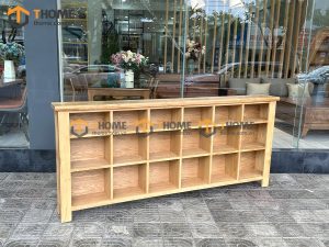 Kệ sách gỗ sồi tự nhiên xéo 18 ô KS-03SN