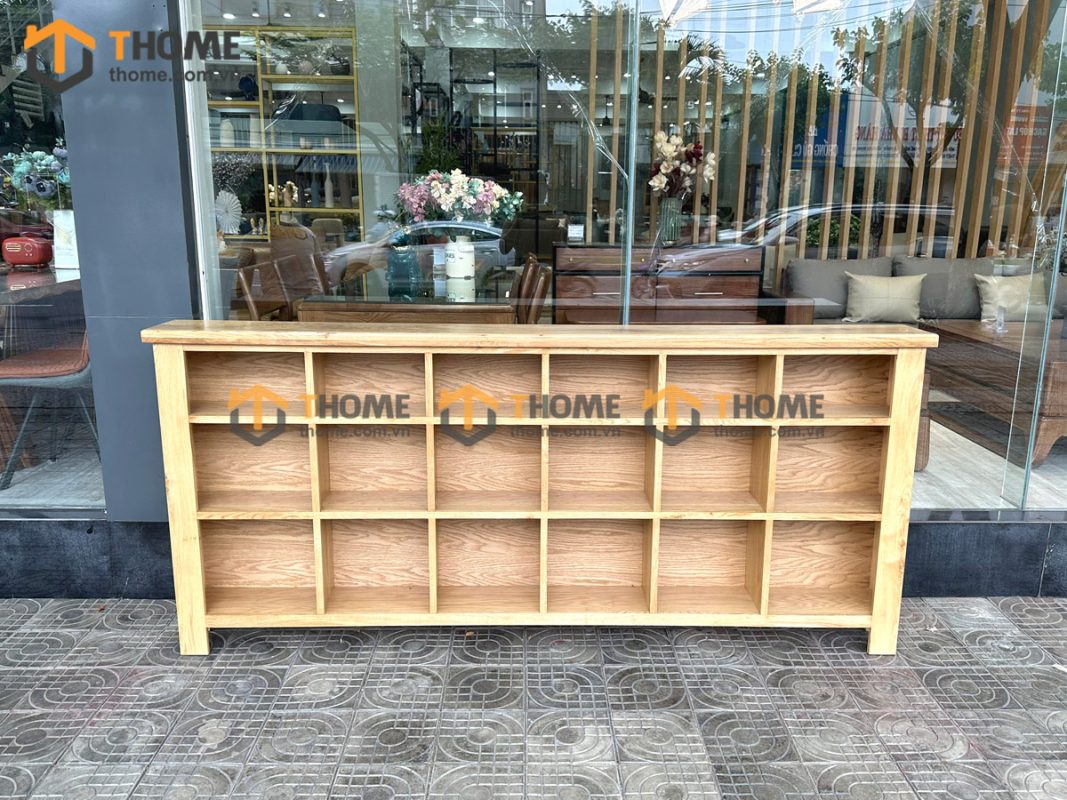 Kệ sách gỗ sồi tự nhiên xéo 18 ô KS-03SN