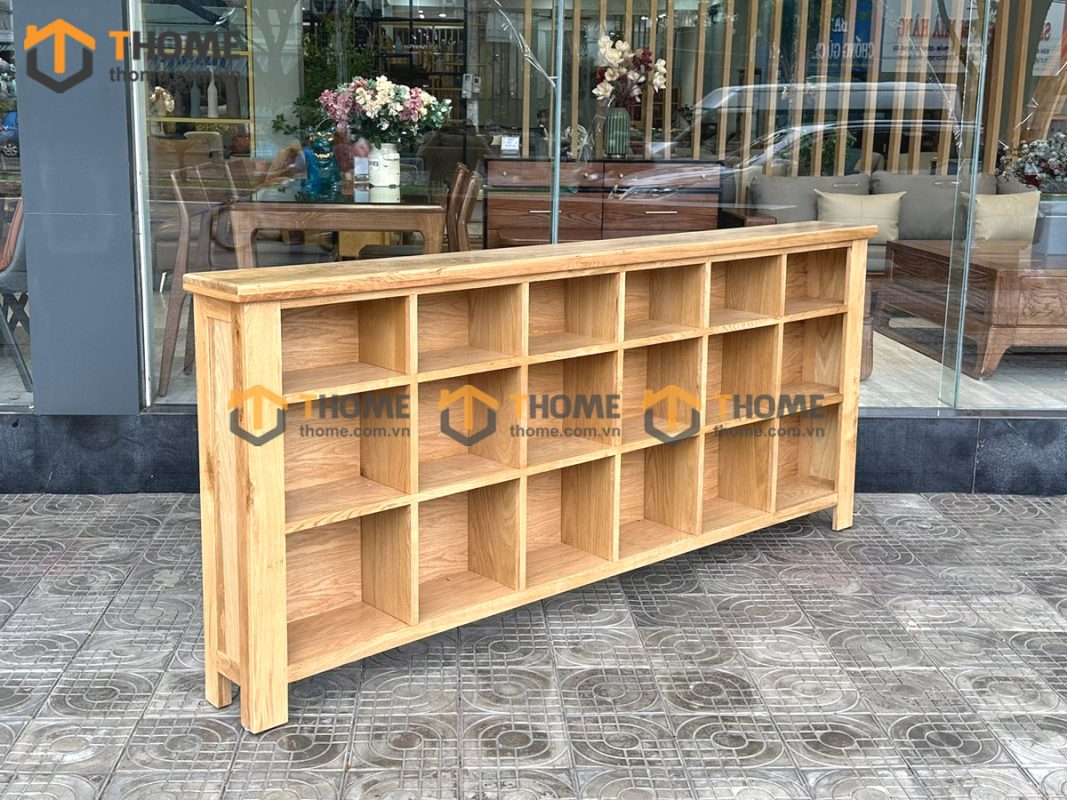 Kệ sách gỗ sồi tự nhiên xéo 18 ô KS-03SN