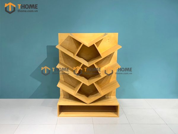 Kệ sách gỗ sồi tự nhiên xéo KS-02SN