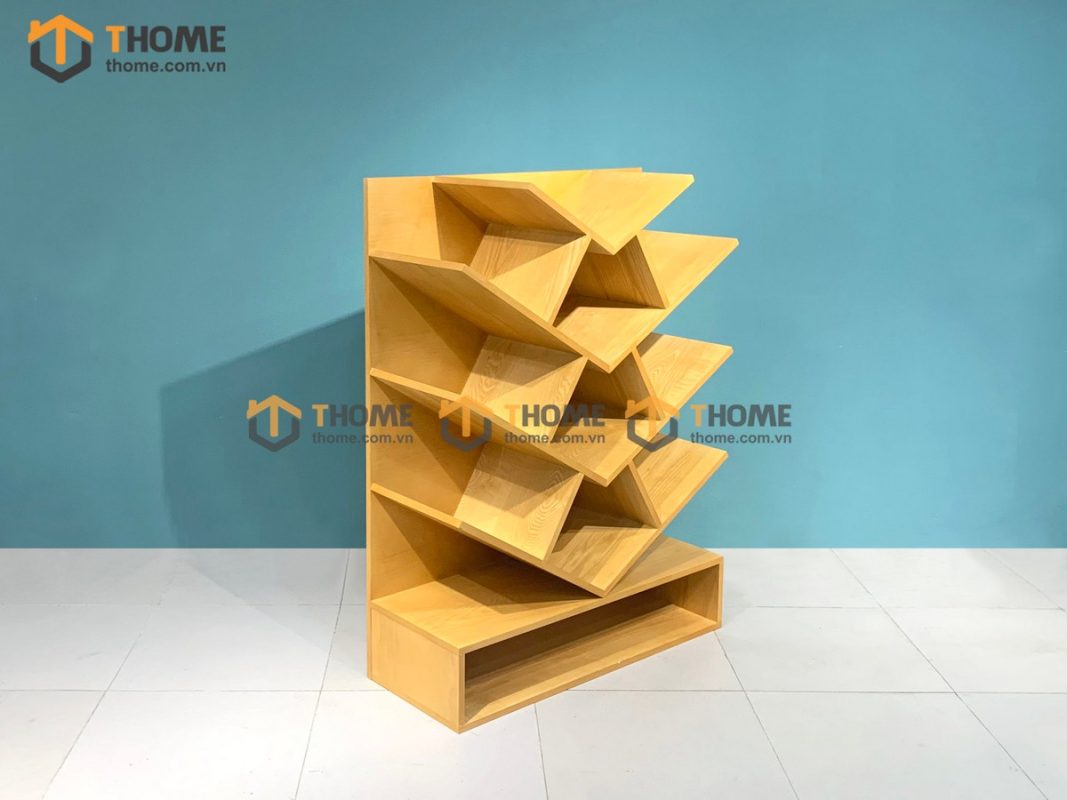 Kệ sách gỗ sồi tự nhiên xéo KS-02SN