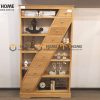 Kệ sách gỗ sồi tự nhiên 10 hộc kéo xéo KS-10SM