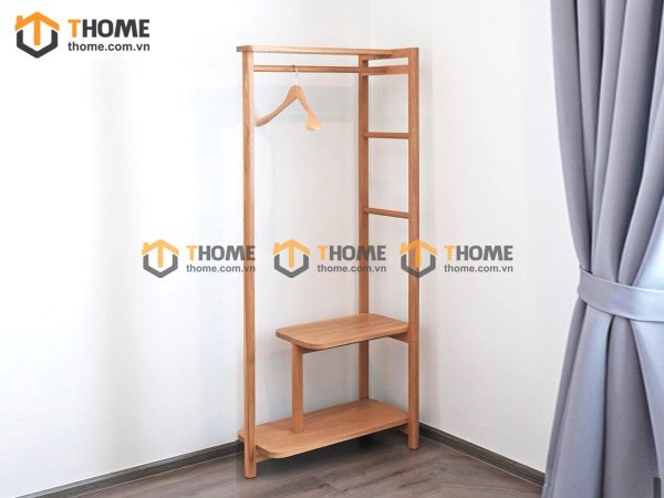 Kệ treo quần áo gỗ sồi tự nhiên 2 tầng màu tự nhiên TAT-01SN