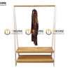 Kệ treo quần áo gỗ sồi tự nhiên 2 tầng màu trắng TAT-03SN
