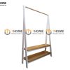 Kệ treo quần áo gỗ sồi tự nhiên 2 tầng màu trắng TAT-03SN
