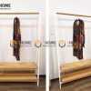 Kệ treo quần áo gỗ sồi tự nhiên 2 tầng màu trắng TAT-03SN