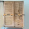 Tủ áo gỗ sồi tự nhiên 2 cánh lùa 1 cánh mở Sunrise màu tự nhiên TA-05SN