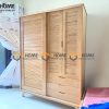 Tủ áo gỗ sồi tự nhiên 2 cánh lùa 1 cánh mở Sunrise màu tự nhiên TA-05SN
