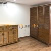 Tủ áo gỗ sồi tự nhiên 2 cánh lùa 1 cánh mở Sunrise màu óc chó TA-06SN