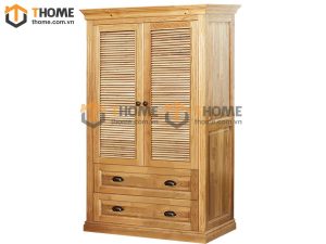 Tủ áo gỗ sồi tự nhiên 2 cánh mở lá sách TA-29SM