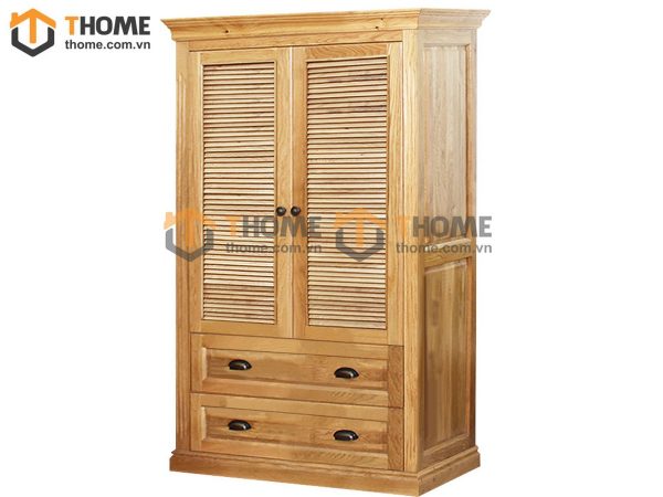 Tủ áo gỗ sồi tự nhiên 2 cánh mở lá sách TA-29SM