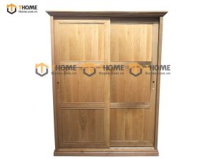 Tủ áo gỗ sồi tự nhiên 2 cánh lùa 6 pano TA-42SM