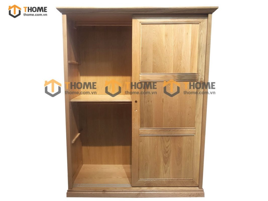 Tủ áo gỗ sồi tự nhiên 2 cánh lùa 6 pano TA-42SM