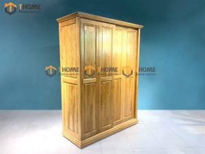 Tủ áo gỗ sồi tự nhiên 2 cánh lùa 6 pano TA-43SM