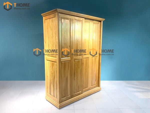 Tủ áo gỗ sồi tự nhiên 2 cánh lùa 6 pano TA-43SM