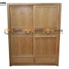 Tủ áo gỗ sồi tự nhiên 2 cánh lùa sọc ngang TA-17SM