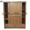 Tủ áo gỗ sồi tự nhiên 2 cánh lùa sọc ngang TA-17SM
