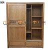Tủ áo gỗ sồi tự nhiên 2 cánh lùa sọc ngang TA-17SM