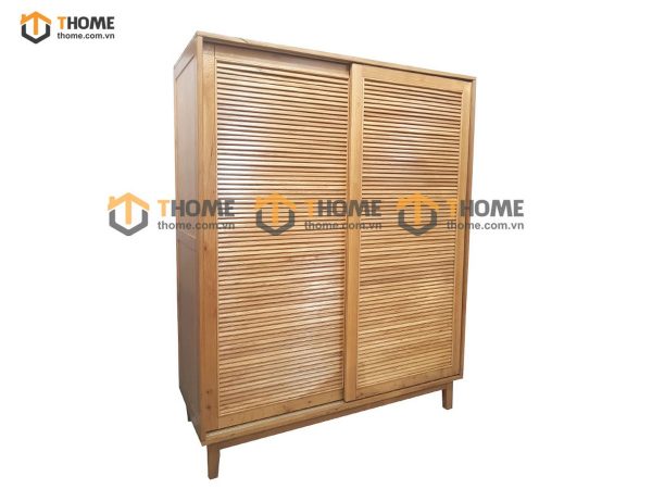 Tủ áo gỗ sồi tự nhiên 2 cánh lùa lá sách TA-41SM