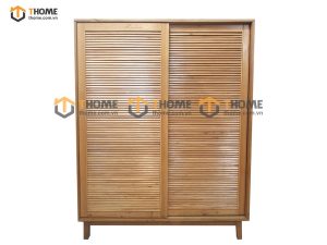 Tủ áo gỗ sồi tự nhiên 2 cánh lùa lá sách TA-41SM