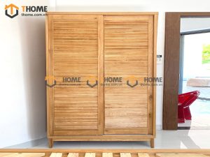 Tủ áo gỗ sồi tự nhiên 2 cánh lùa Nova màu tự nhiên TA-01SN