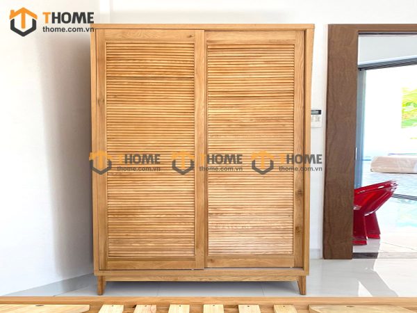 Tủ áo gỗ sồi tự nhiên 2 cánh lùa Nova màu tự nhiên TA-01SN