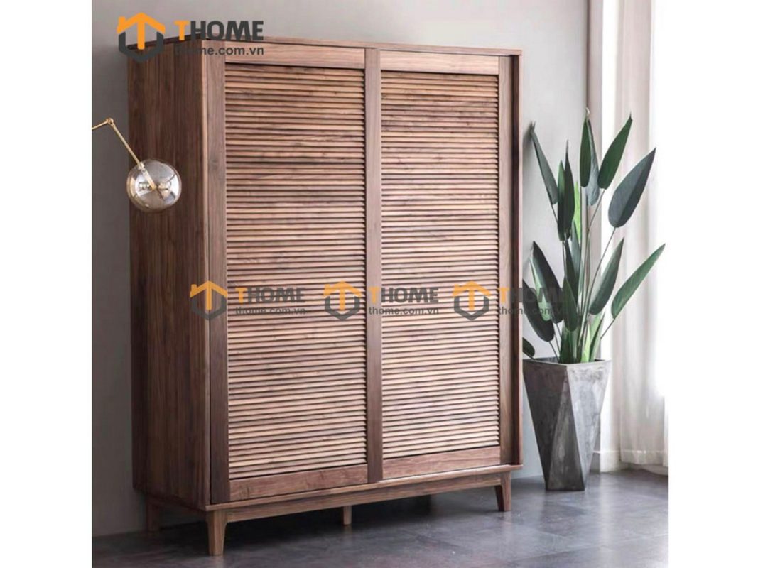 Tủ áo gỗ sồi tự nhiên 2 cánh lùa Nova màu tự nhiên TA-01SN