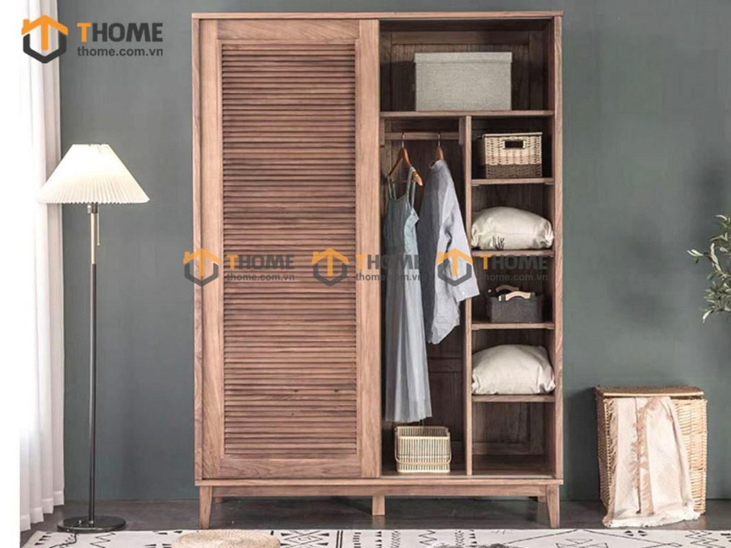 Tủ áo gỗ sồi tự nhiên 2 cánh lùa Nova màu tự nhiên TA-01SN