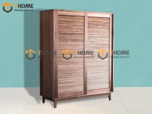 Tủ áo gỗ sồi tự nhiên 2 cánh lùa Nova màu óc chó TA-02SN