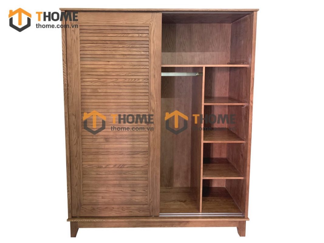 Tủ áo gỗ sồi tự nhiên 2 cánh lùa Nova màu óc chó TA-02SN