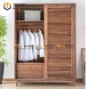 Tủ áo gỗ sồi tự nhiên 2 cánh lùa Nova màu óc chó TA-02SN