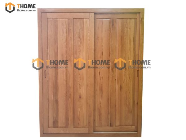 Tủ áo gỗ sồi tự nhiên 2 cánh lùa sọc đứng TA-18SM