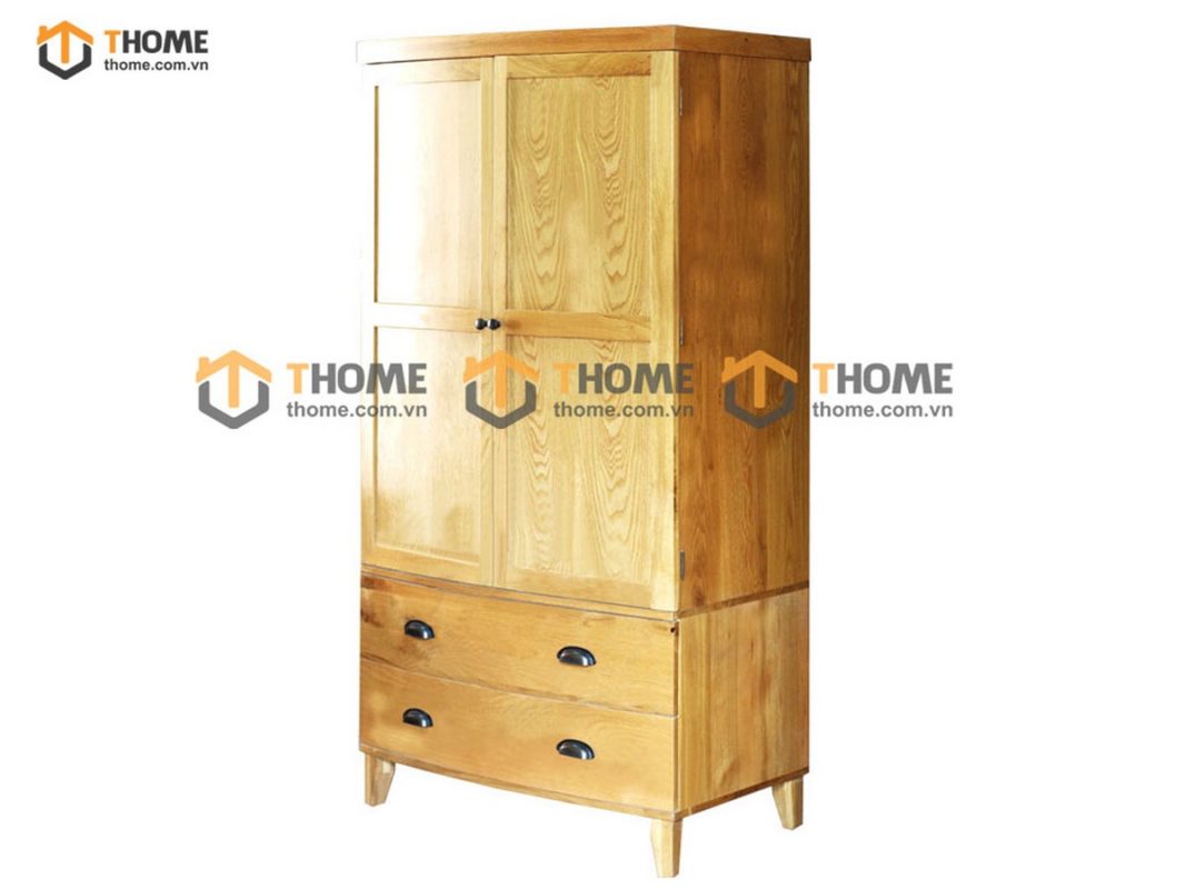Tủ áo gỗ sồi tự nhiên 2 cánh mở cong Nova TA-20SM