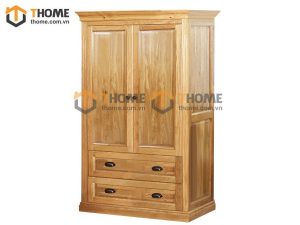 Tủ áo gỗ sồi tự nhiên 2 cánh mở pano TA-32SM