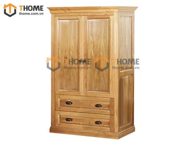 Tủ áo gỗ sồi tự nhiên 2 cánh mở pano TA-32SM