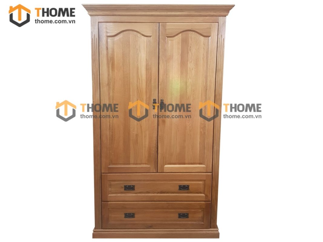 Tủ áo gỗ sồi tự nhiên 2 cánh mở pano TA-32SM