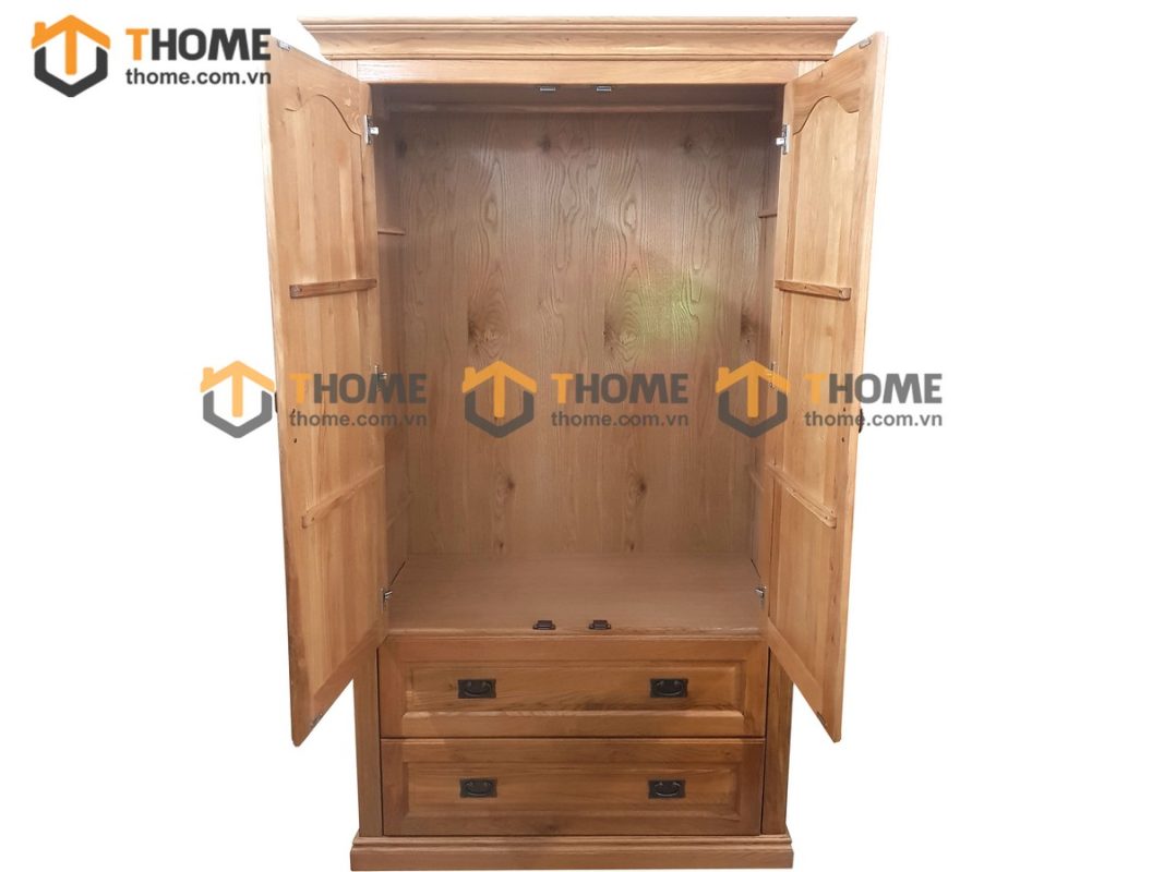Tủ áo gỗ sồi tự nhiên 2 cánh mở pano TA-32SM