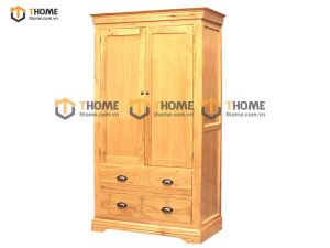 Tủ áo gỗ sồi tự nhiên 2 cánh 2 hộc kéo Tuscany TA-23SM