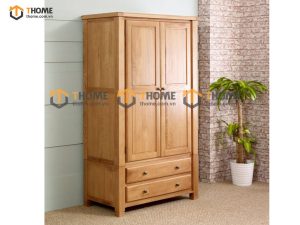 Tủ áo gỗ sồi tự nhiên 2 cánh mở Woodstock màu tự nhiên TA-35SM