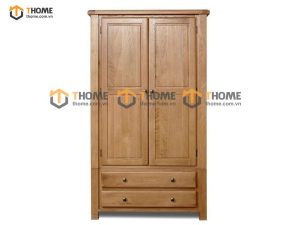 Tủ áo gỗ sồi tự nhiên 2 cánh mở Woodstock màu tự nhiên TA-35SM