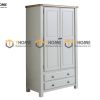 Tủ áo gỗ sồi tự nhiên 2 cánh mở Woodstock màu trắng TA-37SM