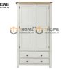 Tủ áo gỗ sồi tự nhiên 2 cánh mở Woodstock màu trắng TA-37SM