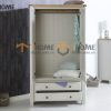 Tủ áo gỗ sồi tự nhiên 2 cánh mở Woodstock màu trắng TA-37SM