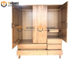 Tủ áo gỗ sồi tự nhiên 3 cánh mở Como TA-40SM