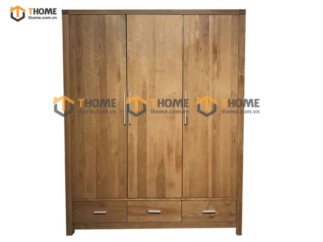 Tủ áo gỗ sồi tự nhiên 3 cánh Cuba TA-14SM